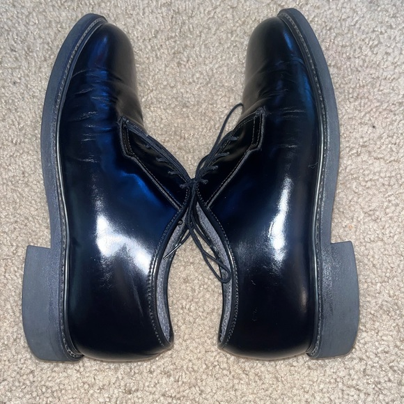 Black Bates navy premier Oxford shoes. - Picture 4 of 5